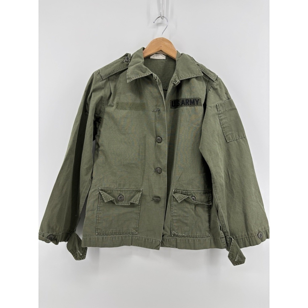 US Army Coat Cotton Green Poplin Utility OG-107 Vietnam Woman's Shirt Fatigue 10
